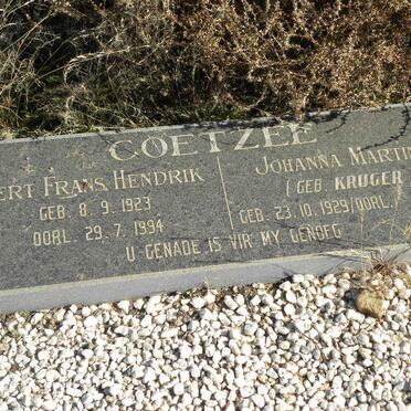 COETZEE Gert Frans Hendrik 1923-1994 &amp; Johanna Martina KRUGER 1929-
