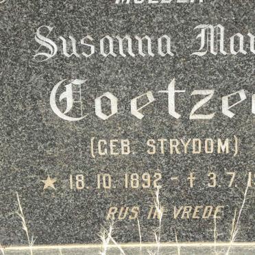 COETZEE Susanna Maria nee STRYDOM 1892-1980