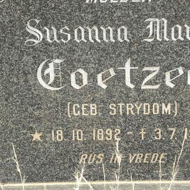 COETZEE Susanna Maria nee STRYDOM 1892-1980