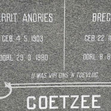 COETZEE Gerrit Andries 1903-1980 &amp; Breggie 1910-1989