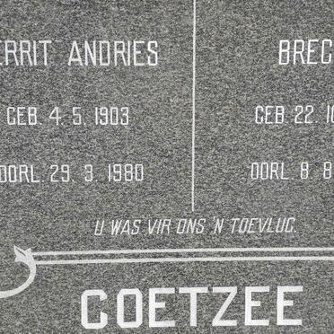 COETZEE Gerrit Andries 1903-1980 &amp; Breggie 1910-1989