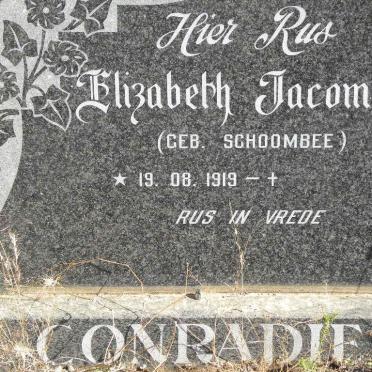 CONRADIE Elizabeth Jacomina nee SCHOOMBEE 1919-