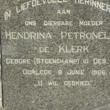 KLERK Hendrina Petronella, de nee STEENEKAMP 1871-1966