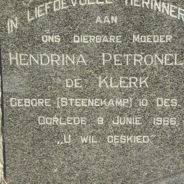 KLERK Hendrina Petronella, de nee STEENEKAMP 1871-1966