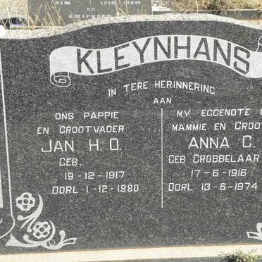 KLEYNHANS Jan H.O. 1917-1980 &amp; Anna C. GROBBELAAR 1916-1974