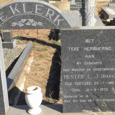 KLERK Hester L.J., de nee COETZEE 1910-1970