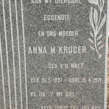 KRUGER Anna M. nee V.D.WALT 1897-1971