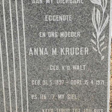 KRUGER Anna M. nee V.D.WALT 1897-1971