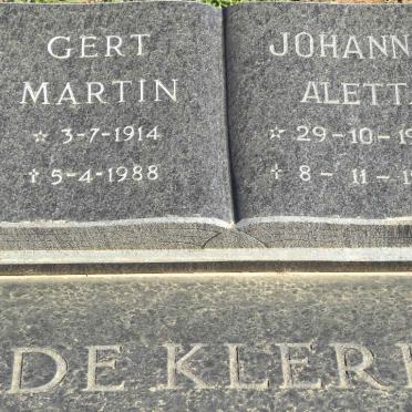 KLERK Gert Martin, de 1914-1988 &amp; Johanna Aletta 1914-1992