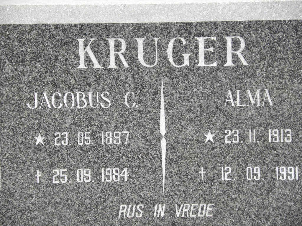 KRUGER Jacobus C. 1897-1984 &amp; Alma 1913-1991
