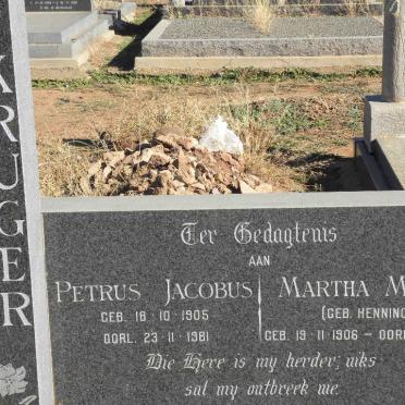 KRUGER Petrus Jacobus 1905-1981 &amp; Martha Maria HENNING 1906-1985