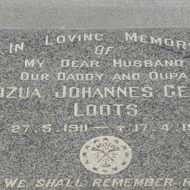LOOTS Jozua Johannes Georg 1911-1976
