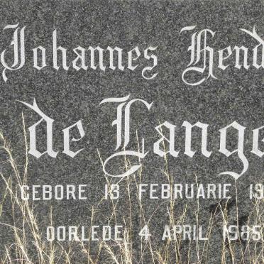 LANGE Johannes Hendrik, de 1924-1985
