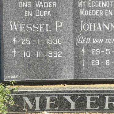 MEYER Wessel P. 1930-1992 &amp; Johanna E. VAN DER MERWE 1933-1990