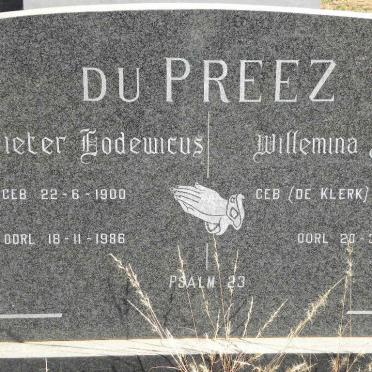 PREEZ Pieter Lodewicus, du 1900-1986 &amp; Willemina Jacoba DE KLERK 1903-1992
