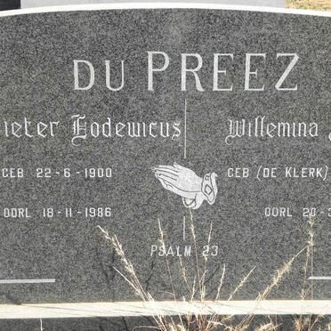 PREEZ Pieter Lodewicus, du 1900-1986 &amp; Willemina Jacoba DE KLERK 1903-1992