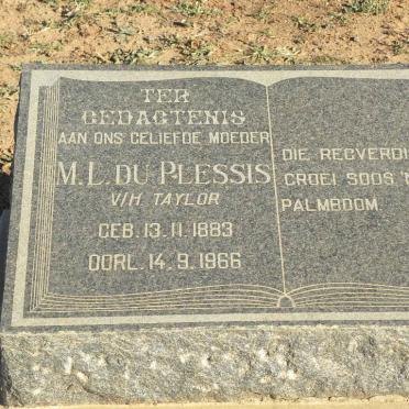 PLESSIS M.L., du formerly TAYLOR, 1883-1966