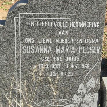 PELSER Susanna Maria nee PRETORIUS 1893-1966