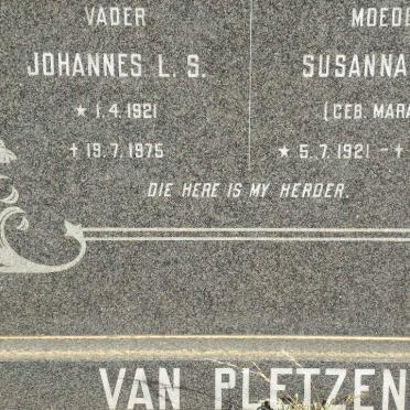 PLETZEN Johannes L.S., van 1921-1975 &amp; Susanna E.M. MARAIS 1921-1987