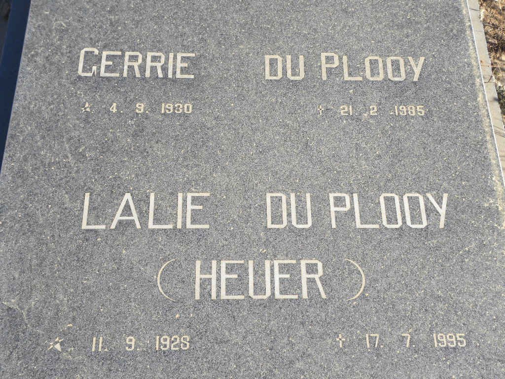 PLOOY Gerrie, du 1930-1995 &amp; Lalie HEUER 1928-1995