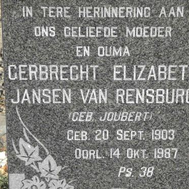 RENSBURG Gerbrecht Elizabeth, Jansen van nee JOUBERT 1903-1987