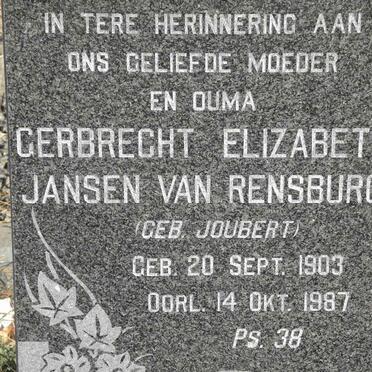 RENSBURG Gerbrecht Elizabeth, Jansen van nee JOUBERT 1903-1987