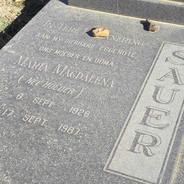 SAUER Maria Magdalena nee HOLDER 1926-1987