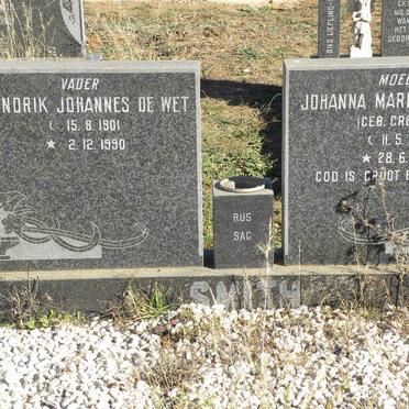 SMITH Hendrik Johannes De Wet 1901-1990 &amp; Johanna Maria Elizabeth GREYLING 1907-1973