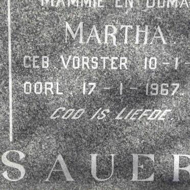 SAUER Martha nee VORSTER 1917-1967