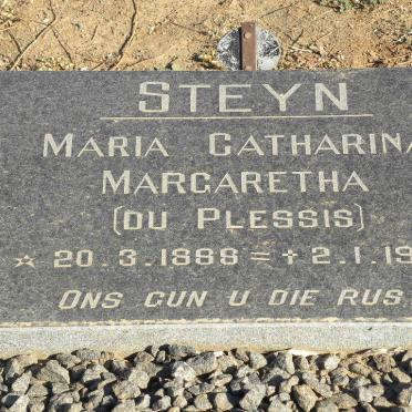 STEYN Maria Catharina Margaretha nee DU PLESSIS 1888-1978