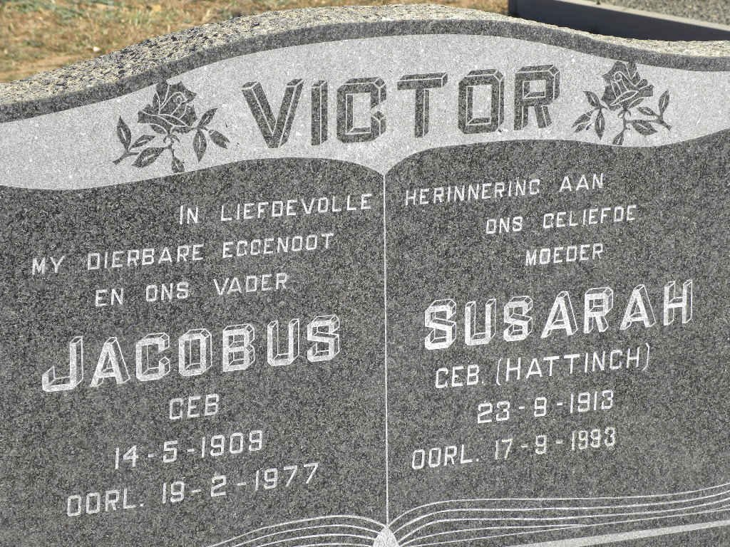 VICTOR Jacobus 1909-1977 &amp; Susarah HATTINGH 1913-1993