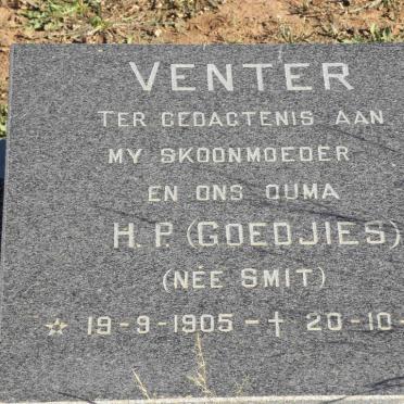 VENTER H.P. nee SMIT 1905-1996