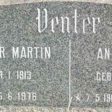 VENTER Jasper Martin 1913-1976 &amp; Anna Maria STEENKAMP 1918-1987