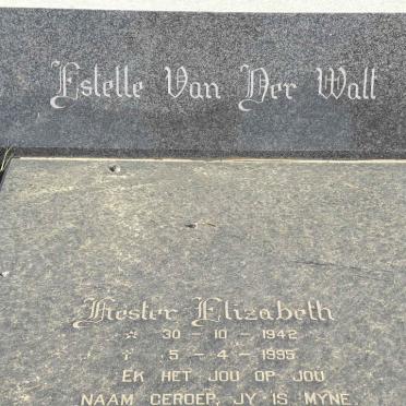 WALT Hester Elizabeth, van der 1942-1995
