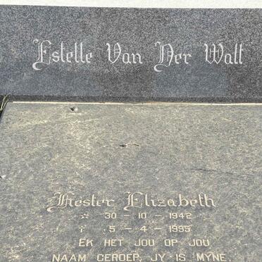 WALT Hester Elizabeth, van der 1942-1995