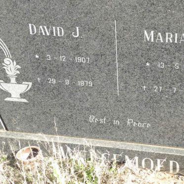 WELGEMOED David J. 1907-1979 &amp; Maria J.E. 1913-1980
