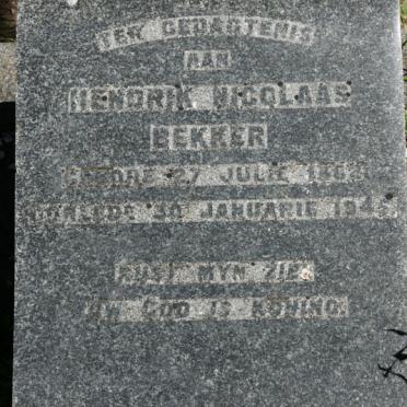 BEKKER Hendrik Nicolaas 1862-1945