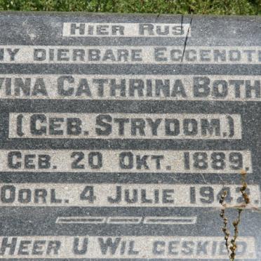 BOTHMA Levina Catharina nee STRYDOM 1889-1942
