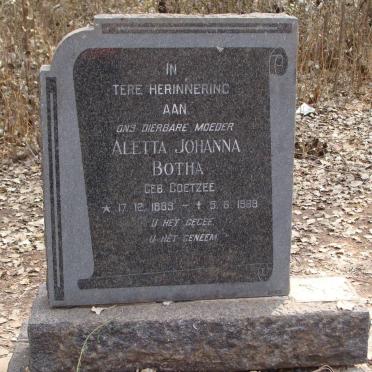 BOTHA Aletta Johanna neé COETZEE 1889- 1968