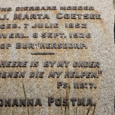 COETSEE A.J. Marta 1852-1926