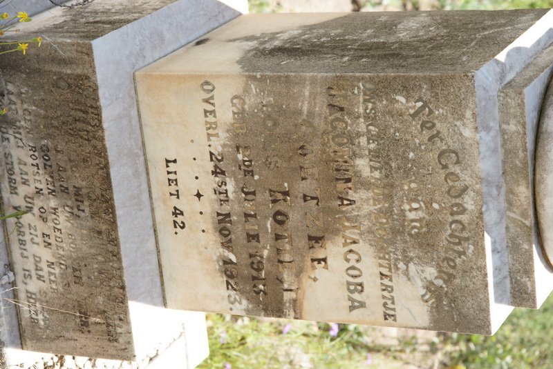 COETZEE Jacomina Jacoba nee KOTZE 1913-1923