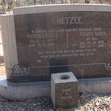 COETZEE Pieter Erenst 1872-1858 &amp; Josina Sophy neé BIELL 1876-1959
