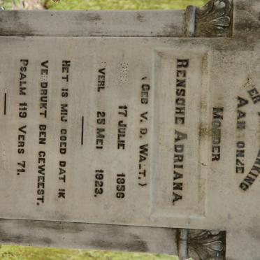 DREYER Rensche Adriana nee V.D. WALT 1856-1923