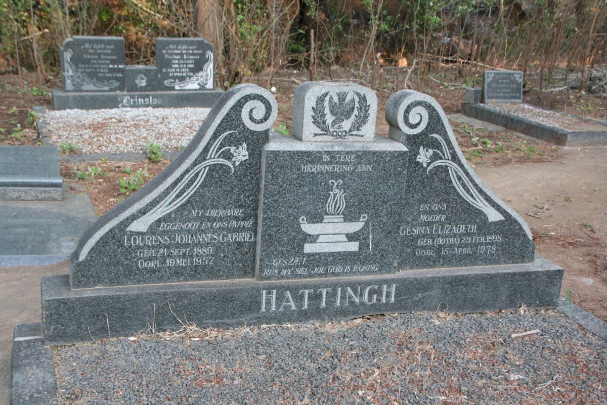 HATTINGH Lourens Johannes Gabriël 1889-1957 &amp; Gesina Elizabeth BOTHA 1895-1978