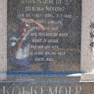 KOEKEMOER Anna Maria nee VAN NIEKERK 1917-1953