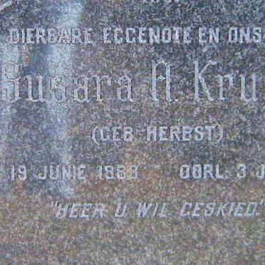 KRUGER Susara A. nee HERBST 1883-1948