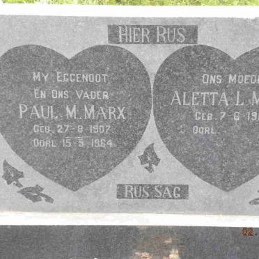 MARX Paul M. 1907-1964 &amp; Aletta L. 1916 -