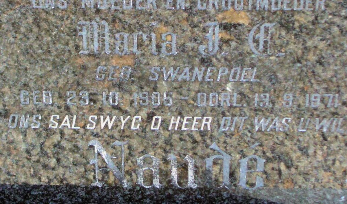 NAUDE Maria J.R. nee SWANEPOEL 1905-1971