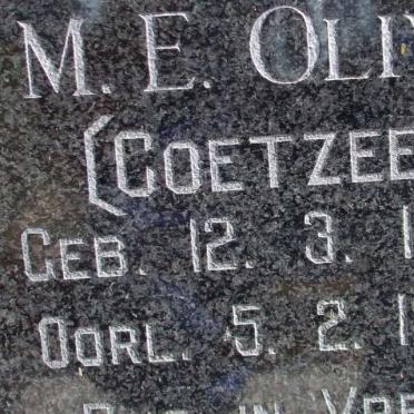 OLIVIER J.M.E. nee COETZEE 1888-1942