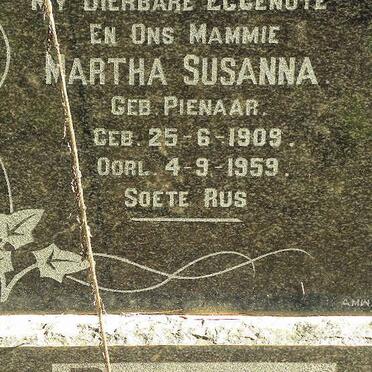 PUTTER Martha Susanna nee PIENAAR 1909-1959